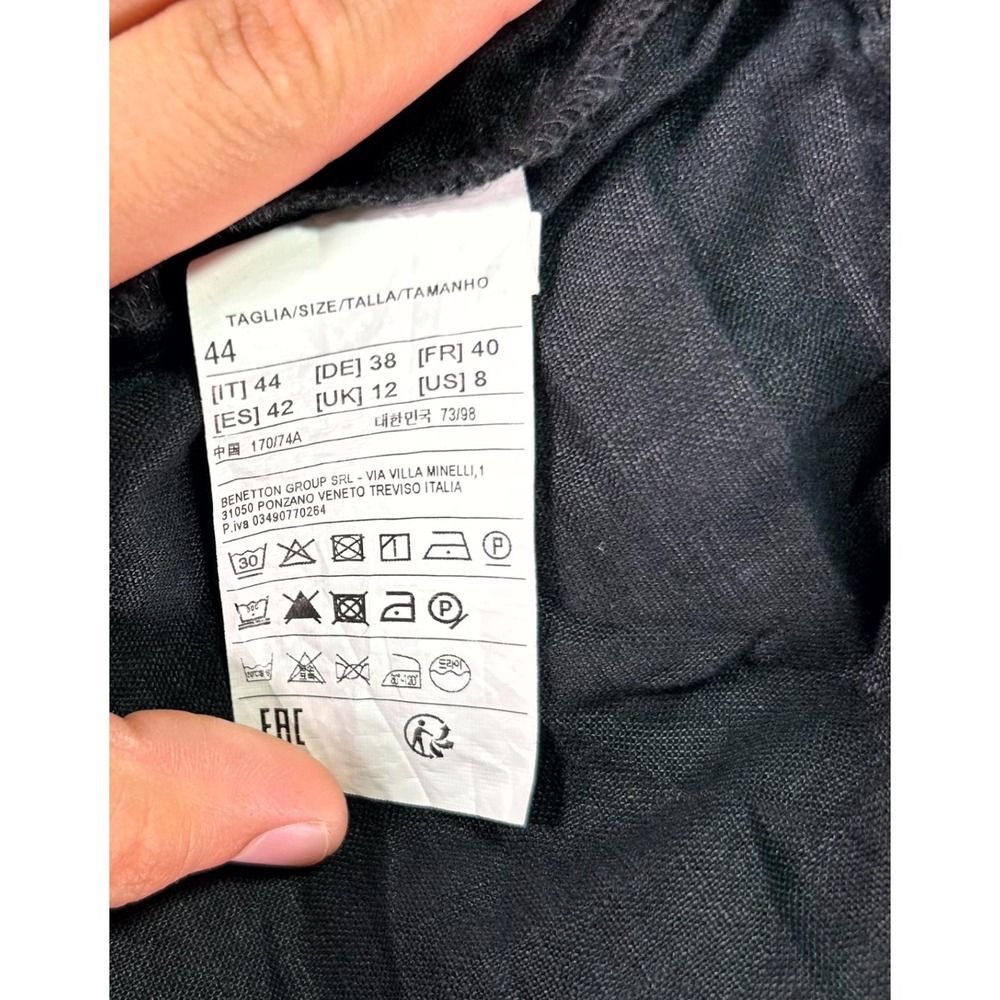 Sisley Linen Pants Women's 8 Black Regular Fit Comfortable High Waisted Pull On - Picture 4 of 16